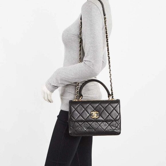 Chanel Black Quilted Lambskin Leather Small Trendy Bag - Picture 2 of 11